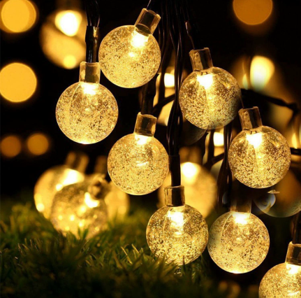 Solar Crystal Globe String Lights – Waterproof, 8 Modes