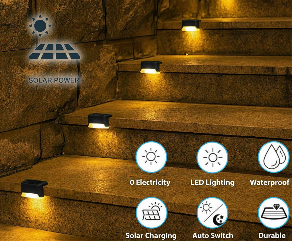8-Pack Solar Deck & Step Lights — Outdoor Waterproof LED