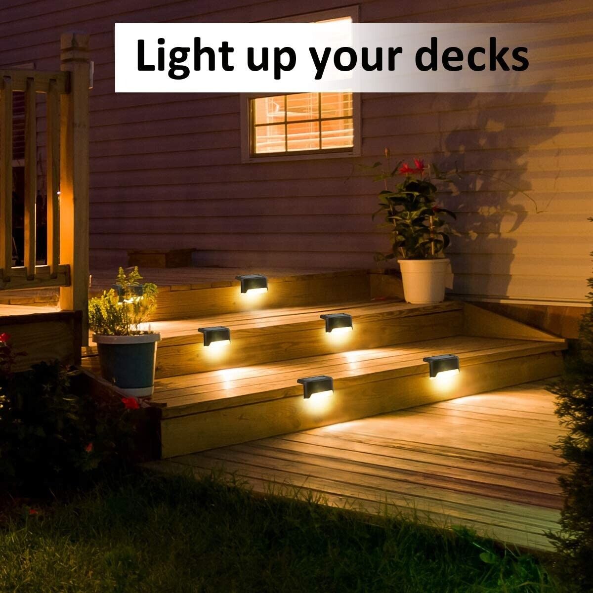 8-Pack Solar Deck & Step Lights — Outdoor Waterproof LED